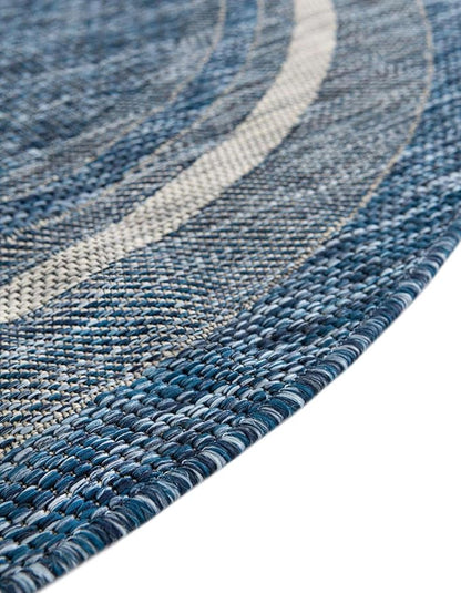 Unique Loom Outdoor Border Collection Area Rug - Soft Border (3' 1" x 6' 1" Hearth, Blue/ Ivory)