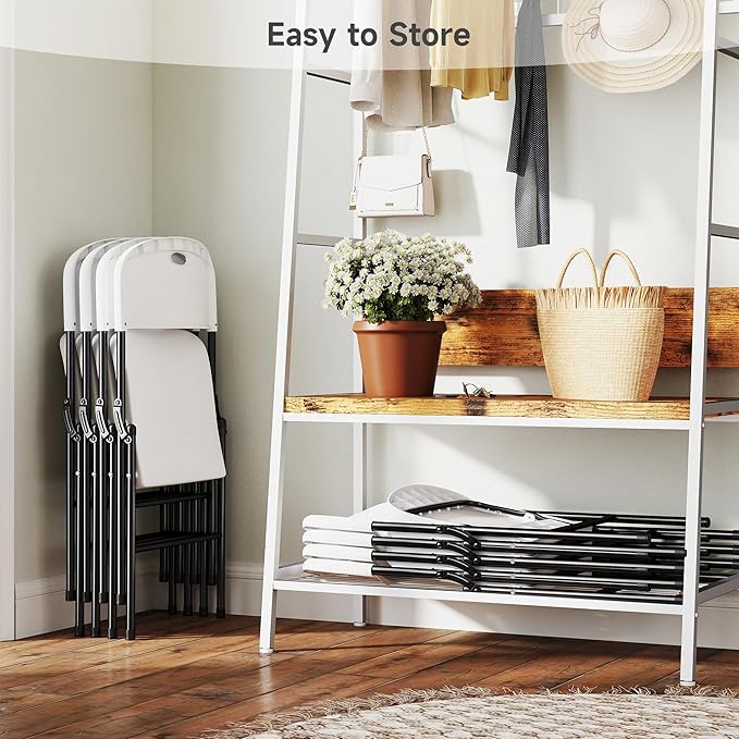 50 Pack Folding Chair, 800 Weight Limit Heavy Duty Plastic Folding Chair Portable Seating for Indoor Outdoor Events, Wedding, Party, Restaurant, Meeting Room White