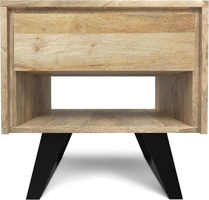SIMPLIHOME Lowry Modern Industrial 22 inch Wide Metal End Side Table in Natural for The Living Room and Bedroom