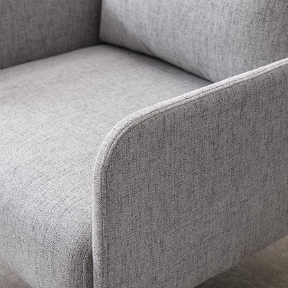 Linen Fabric Living Room Accent Chairs Bedroom Single Sofa Chair, Upholstered Reading Arm Chair Modern Couch w/Comfy Pillow for Waiting Room/Apartment/Dorm, Grey