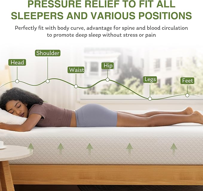 EGOHOME Twin XL Memory Foam Mattress, 12 Inch Bed Mattress in a Box with Cooling Green Tea Gel, Relieve Pressure with Medium Support, CertiPUR-US Certified, 80''L x 38''W, White