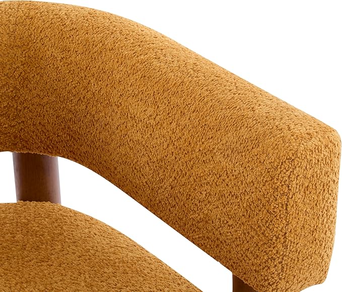GDFStudio Boucle Upholstered Accent Chair,Cozy Modern Armchair with Spring Cushion & Rubber Wood Frame,Comfortable Mid-Century Lounge Chair Seating for Living Room, Bedroom, Office, Yellow