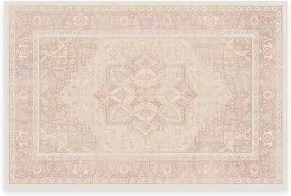 RUGGABLE Washable Area Rug – Kamran Soft Pink 2x3, Stain-Resistant, Non-Slip – Small Machine Washable Rugs for Living Room, Bedroom, Hallway, Entryway & Bathroom–with Standard Pad