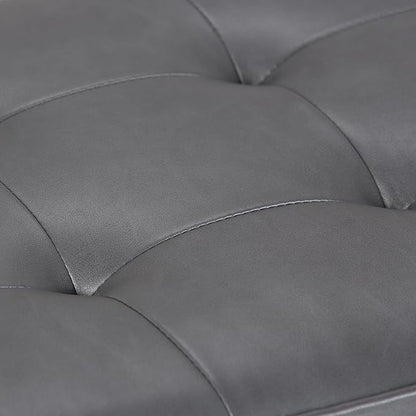 SIMPLIHOME Cosmopolitan 44 inch Wide Transitional Rectangle Storage Ottoman Bench with Open Bottom in Stone Grey Vegan Faux Leather, Assembled for the Living Room and Bedroom