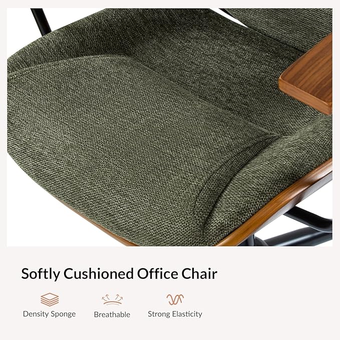 Modern Office Chair with Bentwood Polyester Upholstery Ergonomic Swivel Desk Chair with Adjustable Height for Home Office or Study Green