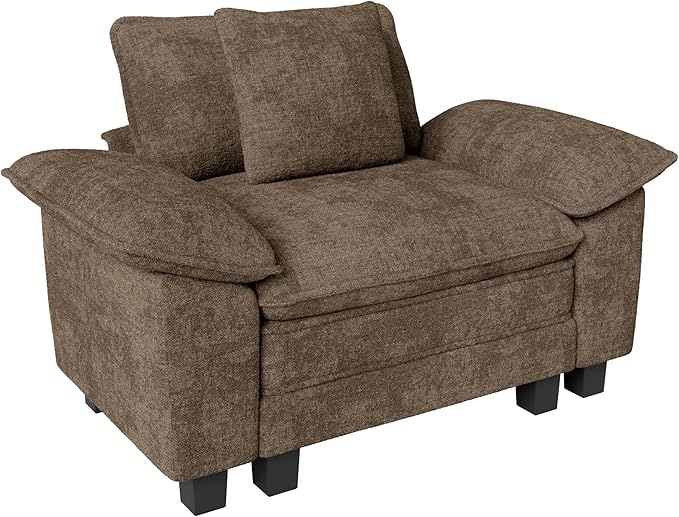 53.5" Cloud Modular Sectional Single Sofa, Deep Seat Armchair with Plush Chenille & Removable Arms for Living Room, Taupe