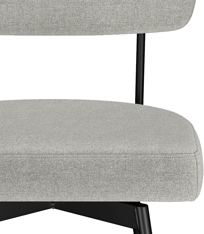 SIMPLIHOME Giselle Counter Stools (Set of 2) - 24 Inch Seat Height Swivel Upholstered Metal Kitchen Stools in Light Grey Polyester Linen, Contemporary Modern Seating with Padded Seat and Backrest