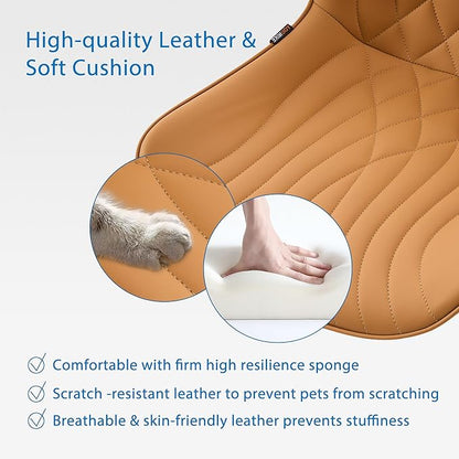 YOUNIKE Office Chair, Armless Desk Chair with Wheels, Adjustable Swivel Home Office Computer Task Chairs, Modern Faux Leather Upholstered Vanity Chair with Back, Saffron Tan