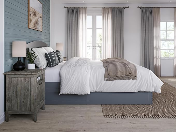 AFI, Warren Queen Platform Bed with Twin XL Trundle, Grey