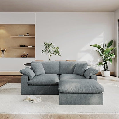 Modular Sectional Sofa Cloud Couch,Down Filled Comfy Cloud Modern Sofa,L Shape Oversized Couch Cushion Covers Removable for Living Room,Light Blue