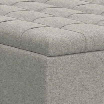 SIMPLIHOME Harrison 40 inch Wide Transitional Square Large Coffee Table Storage Ottoman in Cloud Grey , Assembled, For the Living Room and Bedroom