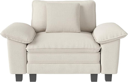 53.5" Modular Sectional Single Sofa, Soft Plush Chenille Armchair with Comfortable Deep Seat & Removable Arms for Living Room，Beige