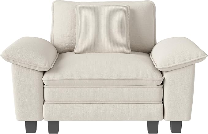 53.5" Cloud Modular Sectional Single Sofa, Deep Seat Armchair with Plush Chenille & Removable Arms for Living Room, Beige