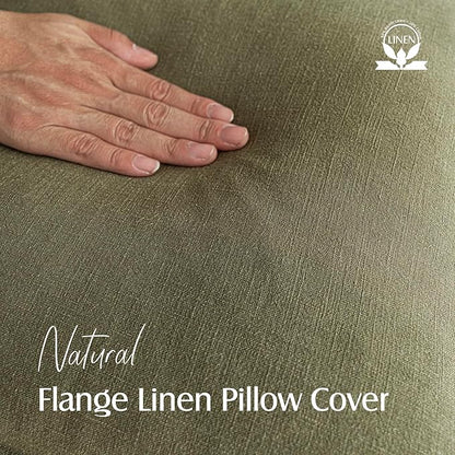 Foindtower Pack of 2, Decorative Linen Soild Throw Pillow Covers Soft Accent Cushion Case Boho Farmhouse Pillowcase for Chair Couch Sofa Bedroom Living Room Home Decor 26 x 26 Inch Olive Green