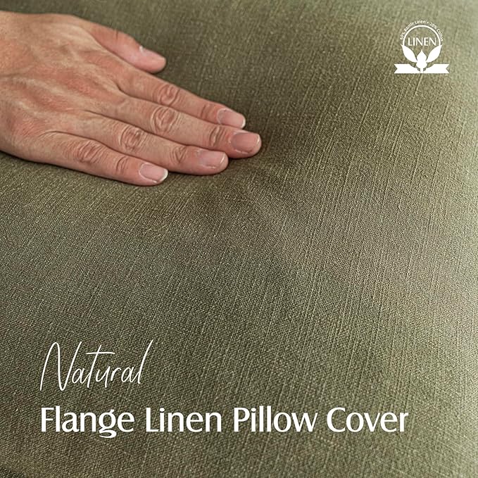 Foindtower Pack of 2, Decorative Linen Soild Throw Pillow Covers Soft Accent Cushion Case Boho Farmhouse Pillowcase for Chair Couch Sofa Bedroom Living Room Home Decor 24 x 24 Inch Olive Green
