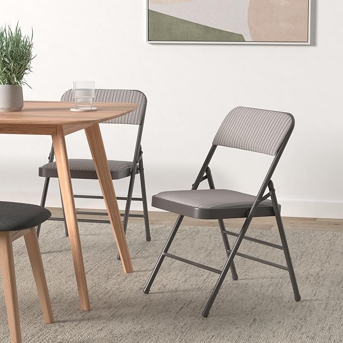 Amazing for less Pack of 2 (Fabric/Vinyl) Steel Frame Metal Foam Padded Folding Chairs (Black, Gray, White) (2-Pack - Fabric White)