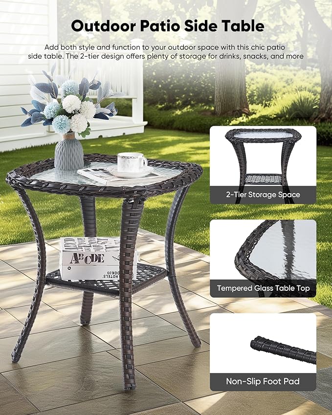 HUMMUH 6-Piece Outdoor Wicker Patio Furniture Set with Swivel Glider Chairs, Loveseat & Ottomans 5” Olefin Cushions Ergonomic Neck-Lumbar Backrest All-Weather Rattan for Garden, Deck, Porch