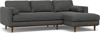 SIMPLIHOME Morrison Right Sectional Sofa in Woven-Blend Recycled Polyester Fabric, Charcoal Grey, 102-inches Wide, L-Shaped Couch with Right Chaise for the Living Room and Family Room