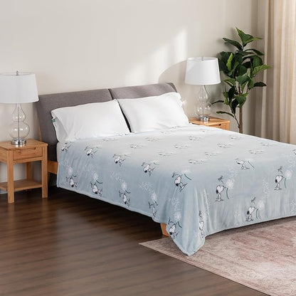 Berkshire Blanket Peanuts® VelvetLoft® Cute Character Snoopy Plush Blanket,Peanuts Snoopy Make a Wish Spring Blue,King 90 in x 108 in (Official Peanuts® Product)