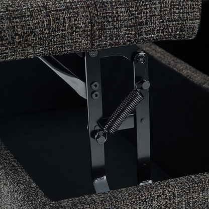 SIMPLIHOME Harrison 36 inch Wide Transitional Square Coffee Table Storage Ottoman in Ebony Tweed Look Fabric, Assembled, For the Living Room and Bedroom