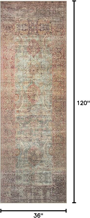 Loloi Amber Lewis Georgie Collection GER-03 Jade/Sunset 3'-0" x 10'-0", .19" Pile Height, Runner Rug
