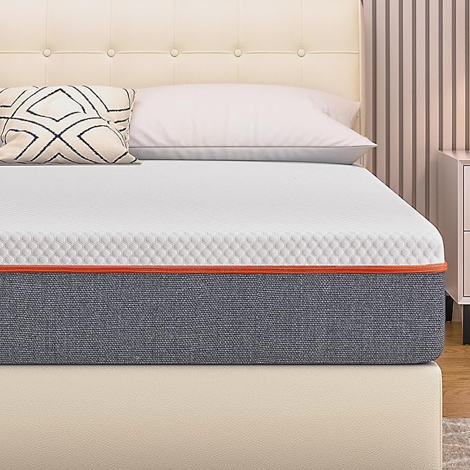 VECELO Charcoal Infused Memory Foam Queen Mattress 8 Inch, Medium Firm Queen Size Bed Mattress with Washable Cover for Queen Bed Frame, Pressure Relieve, Fresh Cooling Comfort