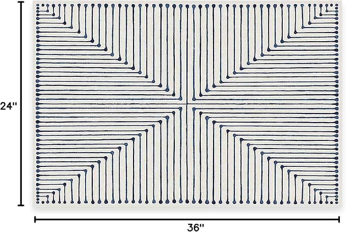 RUGGABLE x Jonathan Adler Machine Washable Modern Area Rug – Inkdrop Slate Blue 2x3, Stain-Resistant, Non-Slip – Small Rugs for Living Room, Bedroom, Hallway, Entryway & Bathroom–with Cushioned Pad