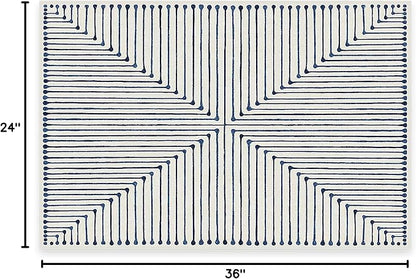 RUGGABLE x Jonathan Adler Machine Washable Modern Area Rug – Inkdrop Slate Blue 2x3, Stain-Resistant, Non-Slip – Small Rugs for Living Room, Bedroom, Hallway, Entryway & Bathroom–with Cushioned Pad