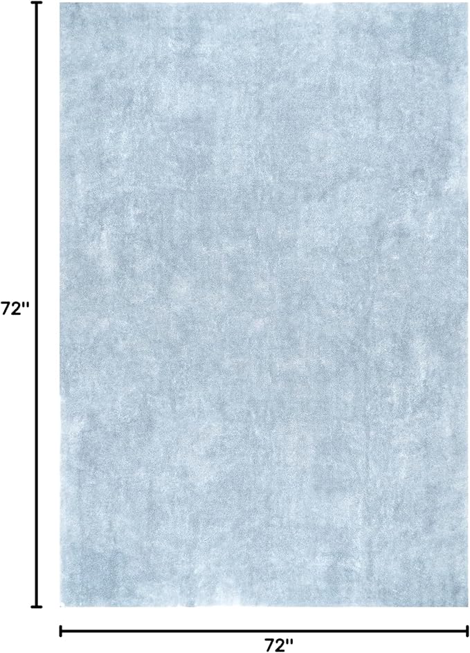 nuLOOM 6' Square Cozy Plush Area Rug, Machine Washable, Non-Slip, Soft Fluffy Shag Carpet for Living Room Bedroom Kids Room Nursery Home Decor, Loni Light Blue