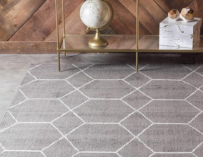 Unique Loom Trellis Frieze Collection Area Rug - Geometric (5' 1" x 8', Dark Gray/ Ivory)