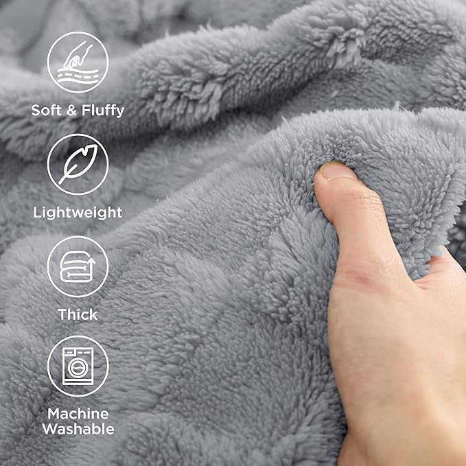 Bedsure GentleSoft Silver Grey Throw Blanket for Couch - Super Soft Cozy Blankets Gifts for Women Men Girls, Cute Small Fleece Throws for Bedroom Home Decor, 50x70 Inches