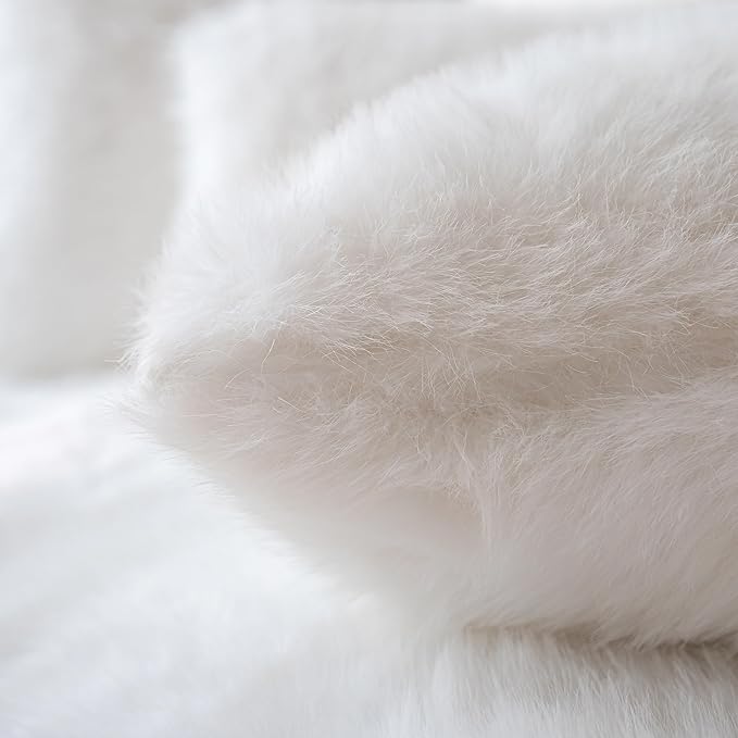 Neelvin Cream White Faux Fur Cozy Fluffy Double-Sided Decorative Throw Pillow Covers 16x16 inch Set of 2,Velvet Pillowcase Cushion Case for Sofa Couch