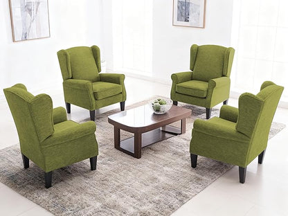 Accent Chair for Living Room Set of 2, High Back Reading Armchairs with Removable Seat Cushion, Mid-Century Single Couch in Fabric, Modern Ergonomic Wingback Chair for Bedroom,Club, Balcony