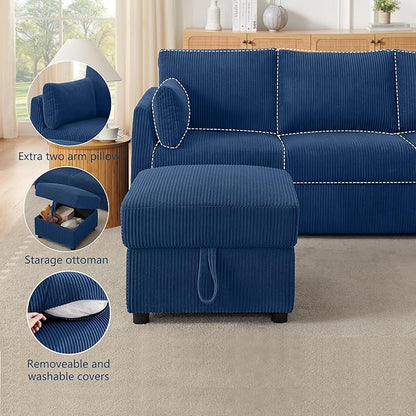 Small Storage Ottoman Sqare Footrest Bench Stool for Apartment,Bedroom,Living Room,Bonus Room and Compact Spaces. (Blue, Ottoman)