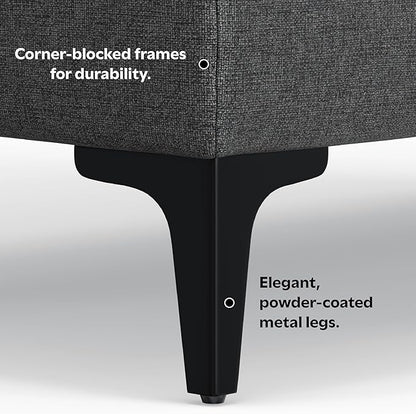 SIMPLIHOME Ava Large Rectangular Ottoman in 100% Recycled Polyester Tightly Woven Performance Fabric, Pebble Grey, 48-inches Wide, Multipurpose Table or Footrest Ottoman, Assembled, for Living Room