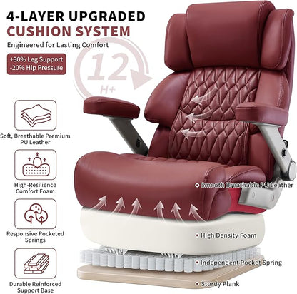 Big and Tall Office Chair 700lbs- Large High Back Executive Computer Desk Chair with 3D Flip-Up Arms, Adjustable Lumbar Support, Extra Wide Plus Size Seat, Heavy Duty Metal Base & Quiet Rubber Wheels