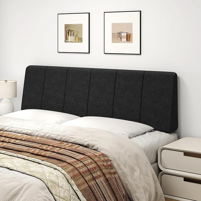 Queen Size Headboard Only-No Assembly, Upholstered Headboard Queen Size Linen Fabric Modern Style Headboards for Adjustable Bed Extra-Thick, Black