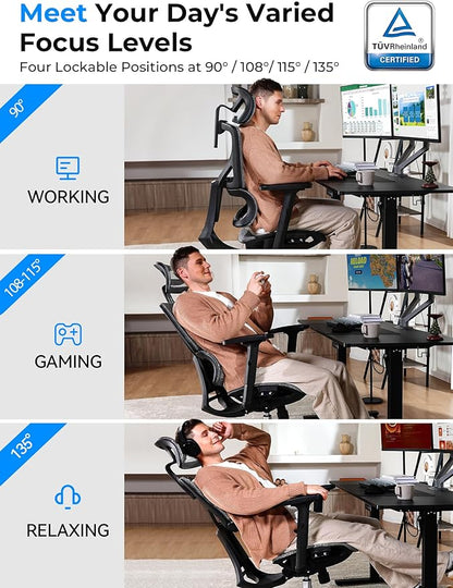 Ergonomic Office Chair - Big & Tall 6'6" Mesh Chair with Dynamic Lumbar Support, 4-in-1 Quick Adjust, 350lbs Capacity - BIFMA Certified Computer Chair for Home Office