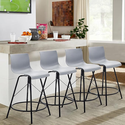 annjoe Swivel Bar Stools Metal Counter Height Stools Plastic Seat Chairs Set of 4 for Indoor Outdoor Home Kitchen Business (24" Gray)