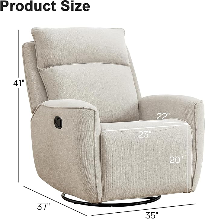 INZOY Nursing Rocking Chair Recliner, Swivel Rocker Recliner, Swivel Glider Rocking Recliners with Soft Backrest, Chenille Fabric Manual Reclining Sofa for Living Room Bedroom Apartment, Beige