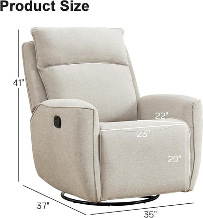 INZOY Nursing Rocking Chair Recliner, Swivel Rocker Recliner, Swivel Glider Rocking Recliners with Soft Backrest, Chenille Fabric Manual Reclining Sofa for Living Room Bedroom Apartment, Beige