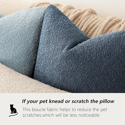 Foindtower Pack of 2 Textured Boucle Throw Pillow Covers Accent Solid Decorative Lumbar Pillow Cases Cozy Couch Cushion Case for Chair Sofa Bedroom Living Room Home Decor 12x20 Inch Dark Blue