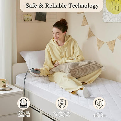 Beautyrest 3M Scotchgard Heated Mattress Pad - Electric Bed Warmer with 5 Heat Settings, 10 Hr Auto Shut Off Timer, All Around Elastic Deep Pocket, UL Certified, Machine Washable, White Twin XL