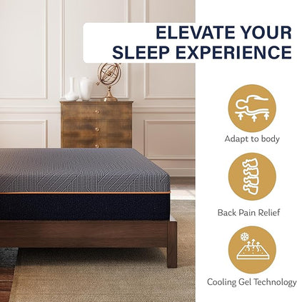 MLILY EGOHOME 12 Inch Twin Mattress,Copper Gel Cooling Memory Foam Mattress for Back Pain Relief,Therapeutic Mattress Bed in a Box, Made in USA, CertiPUR-US Certified, 38x75x12 Black