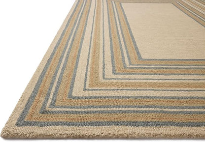 Loloi Chris Loves Julia Alfie Collection ALF-05 Natural/Multi 2'-6" x 9'-9" Runner Rug Wool Neutral Living Bedroom Dining Carpet