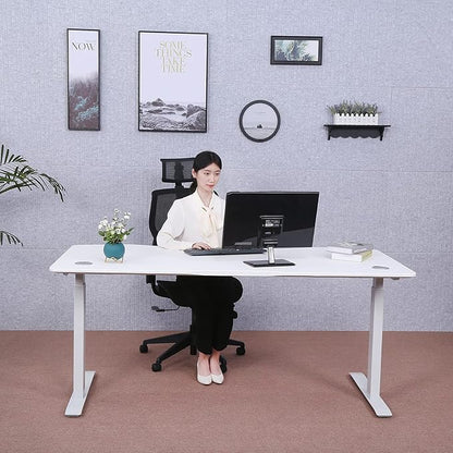 ApexDesk Elite Pro Series 71" x 33" Electric Height Adjustable Stand up Desk, Sit Stand Home Office Desk, Computer Desk - Curved Moon White