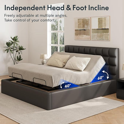 FLEXISPOT S3K-Lite King Size Adjustable Bed Frame Base, Zero Clearance, Independent Head & Foot Incline, Zero Gravity, Wireless Remote, 12’’ Legs, Easy Assemble, 5-Year Warranty, 750 lbs.