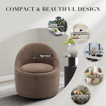 360° Swivel Accent Chair Set of 2, Mid-Century Modern Chair with Hidden Storge, Small Swivel Chair with Arms for Living Room/Office - Brown