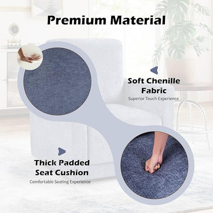 INZOY Swivel Accent Chair, Comfy 360° Swivel Chair with Hidden Storage, Upholstered Chenille Square Chair for Living Room Bedroom Small Spaces, Fully Assembled, Blue
