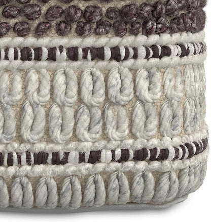 SIMPLIHOME Grady Contemporary Square Pouf in Magenta and Natural Handloom Woven for The Living Room, Bedroom and Kids Room